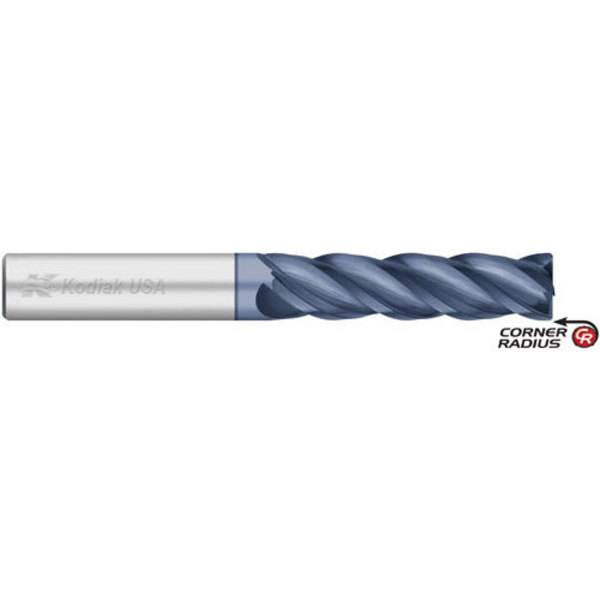 Kodiak Cutting Tools 1/2 VI Pro 4 Flute Carbide Endmill Long ALCRO-MAX w/Corner Radius 5548549